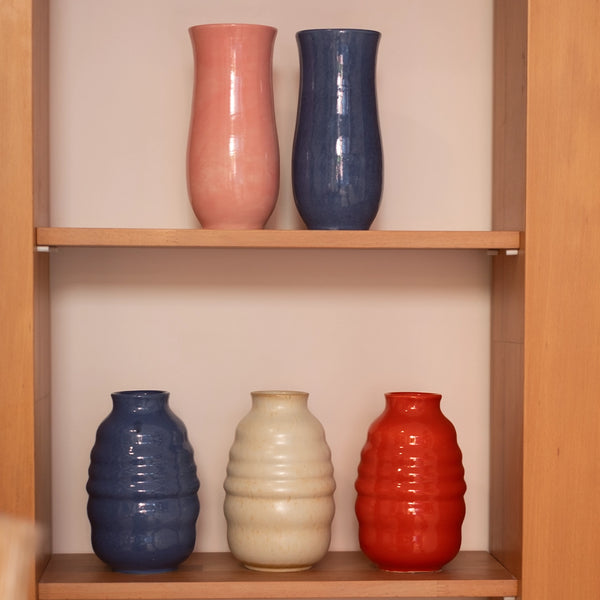 El yapımı stoneware sütun vazo, pembe