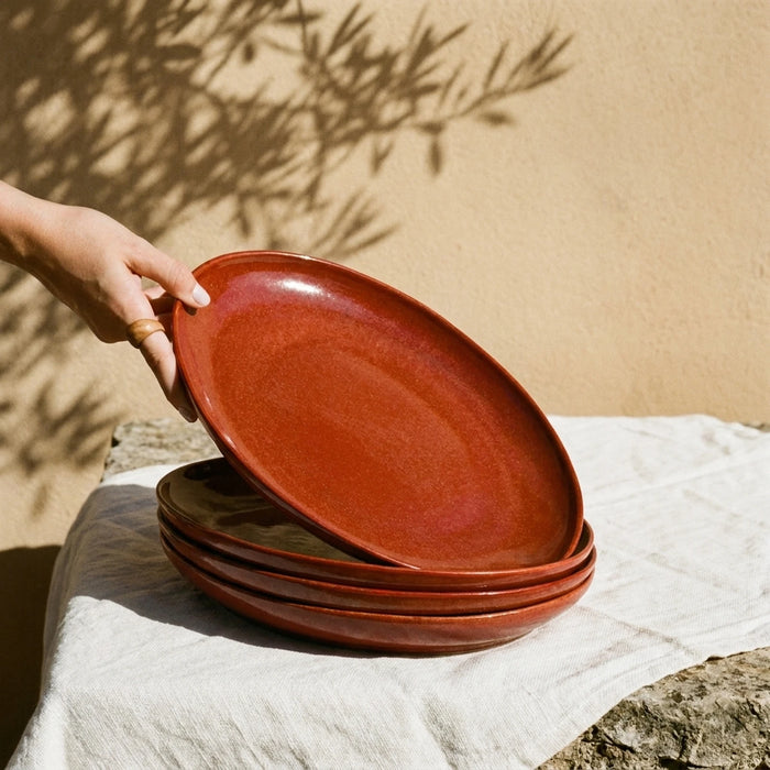 Stoneware Büyük Oval Tabak – Dem Kırmızı