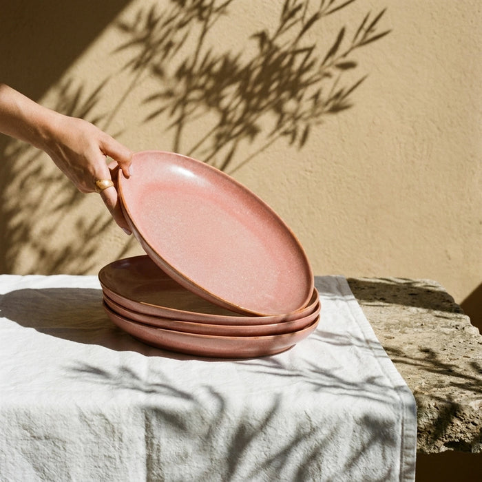 Stoneware Büyük Oval Tabak – Gonca Pembe