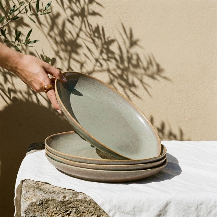 Stoneware Büyük Oval Tabak – Müdavim Yeşil
