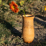 El yapımı stoneware sütun vazo, kahve