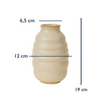 Stoneware Bombeli Vazo ölçüleri: 19 cm yükseklik, 12 cm genişlik, 6,5 cm ağız