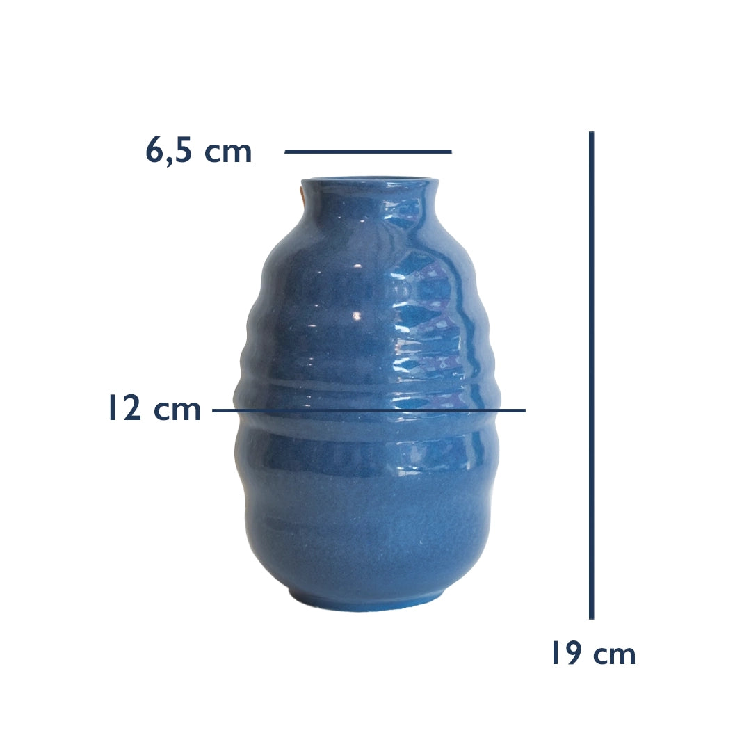 Stoneware Bombeli Vazo ölçüleri: 19 cm yükseklik, 12 cm genişlik, 6,5 cm ağız