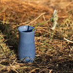 El yapımı stoneware sütun vazo, mavi