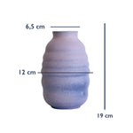 Stoneware Bombeli Vazo ölçüleri: 19 cm yükseklik, 12 cm genişlik, 6,5 cm ağız