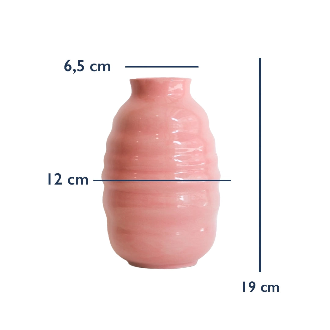 Stoneware Bombeli Vazo ölçüleri: 19 cm yükseklik, 12 cm genişlik, 6,5 cm ağız