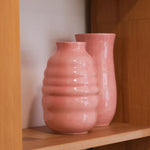 El yapımı stoneware bombeli vazo, pembe