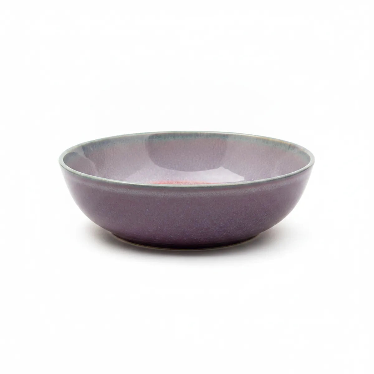 Boş Sümbül yayvan bowl, reaktif sırın deseni görünüyor